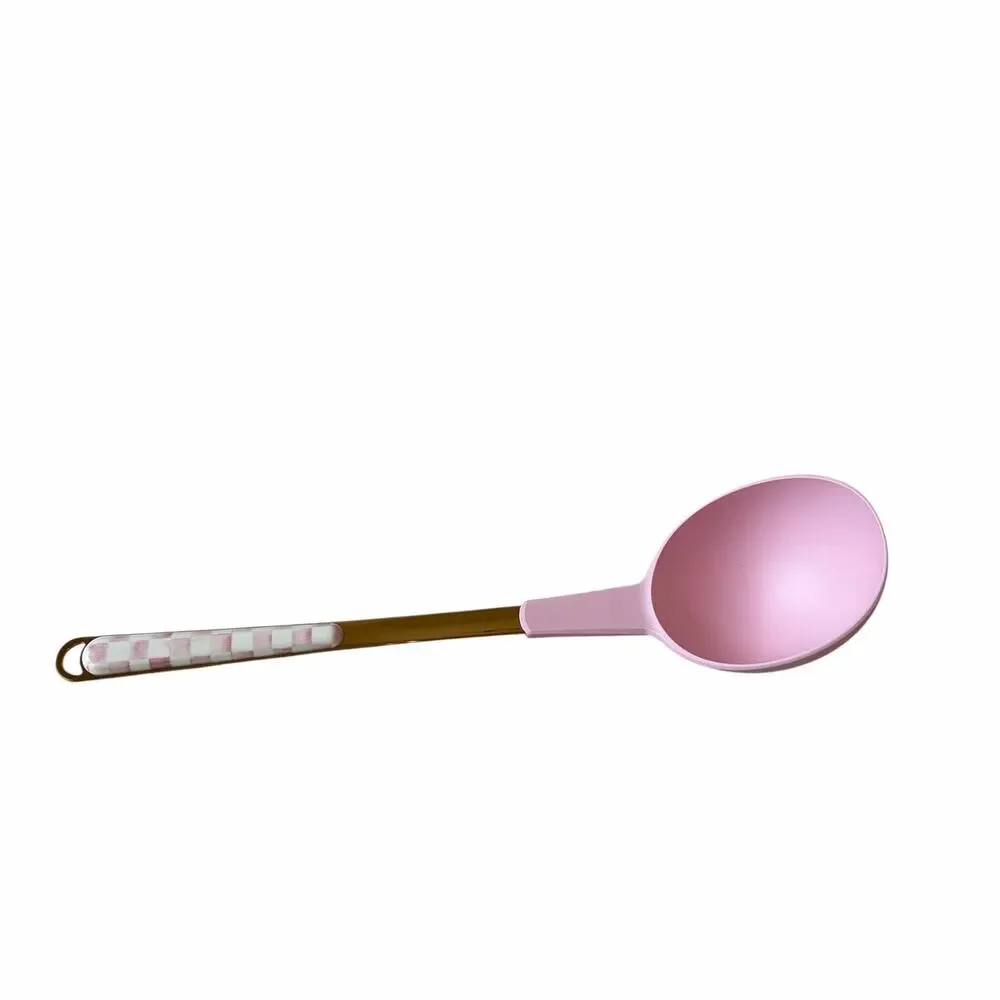 MacKenzie-Childs Rosy Check Ladle Coquette Pink and White Kitchen NEW